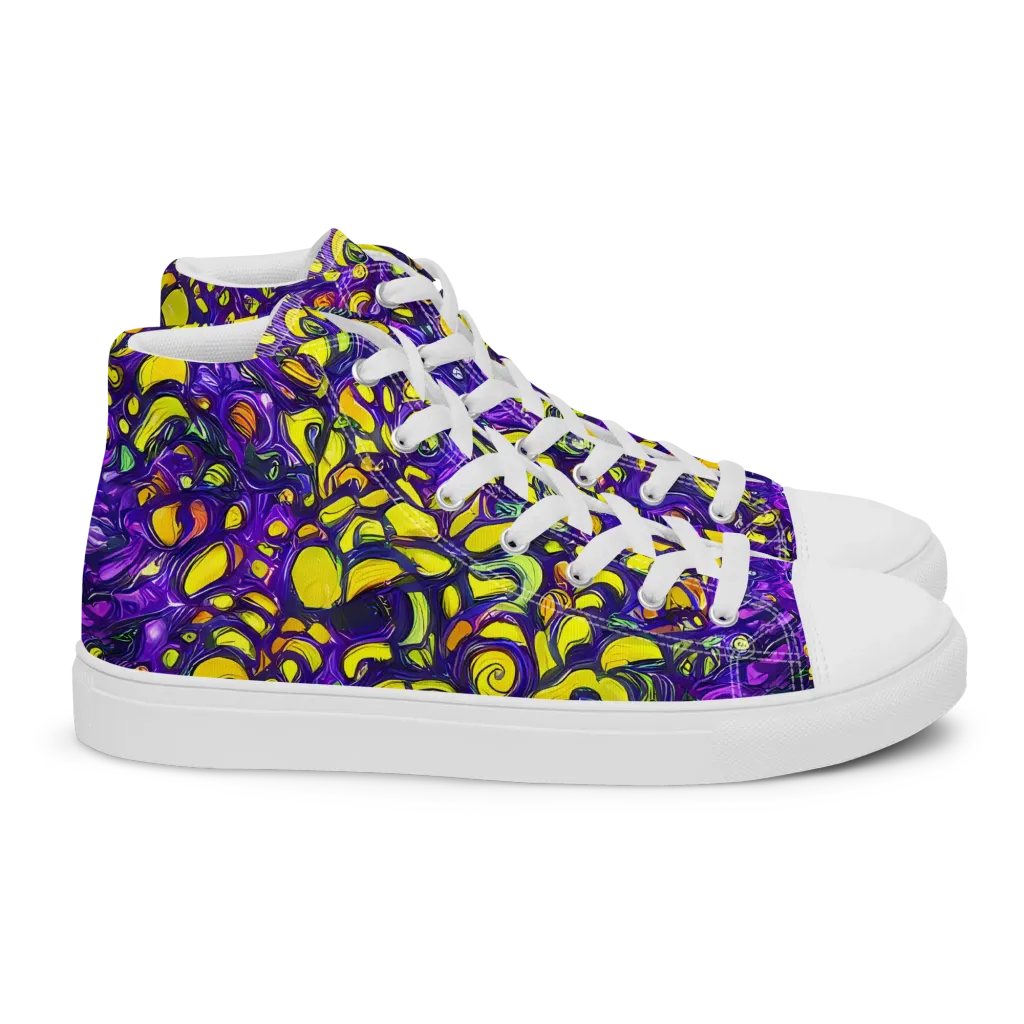 Lemon Labyrinth on Women's High Top Canvas Shoes — Right