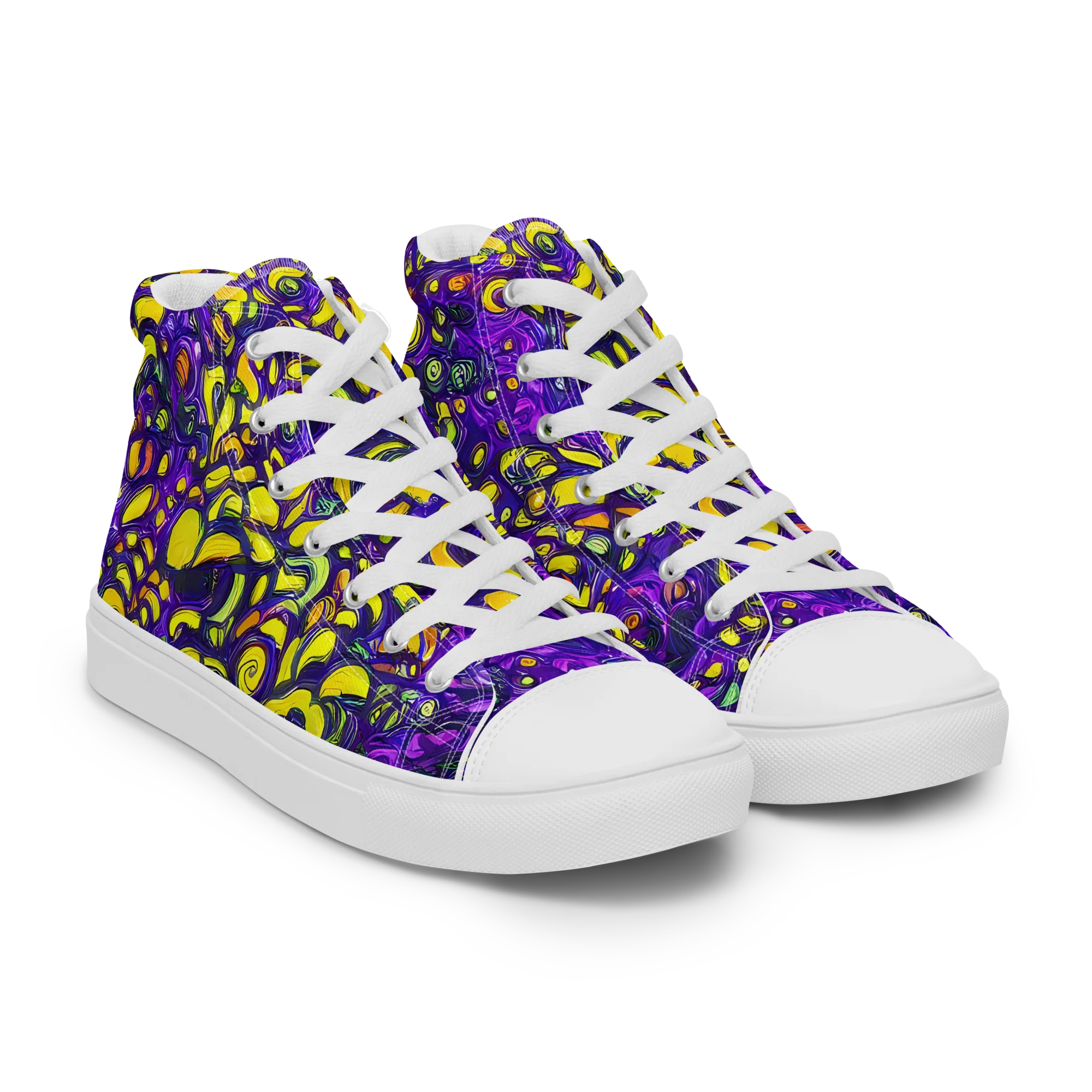 Lemon Labyrinth on Women's High Top Canvas Shoes — Right Front