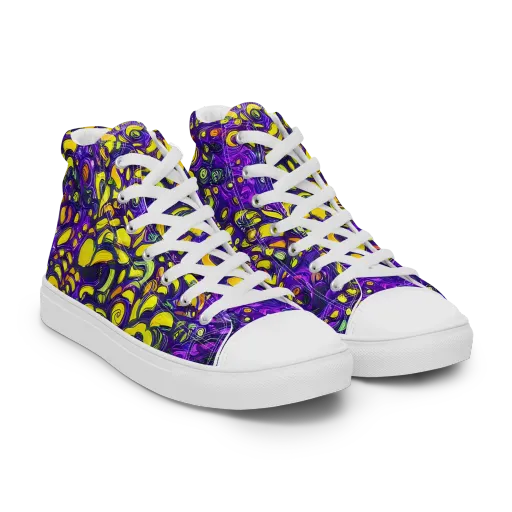 Lemon Labyrinth on a Women's High Top Canvas Shoes
