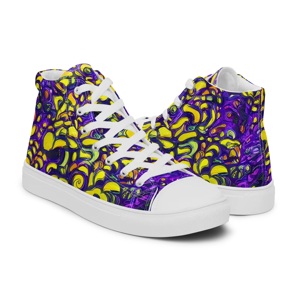 Lemon Labyrinth on Women's High Top Canvas Shoes — Right