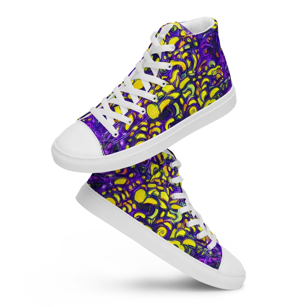 Lemon Labyrinth on Women's High Top Canvas Shoes — Front