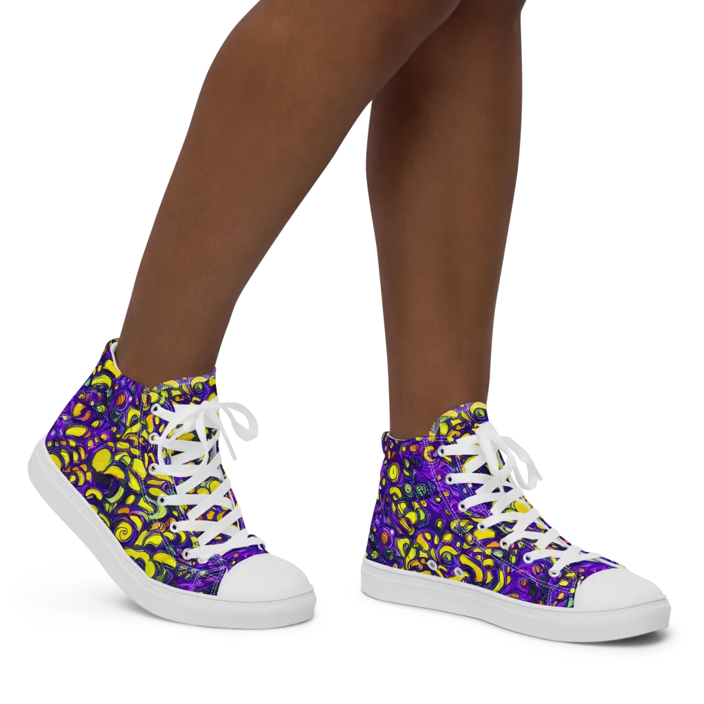 Lemon Labyrinth on Women's High Top Canvas Shoes — Right