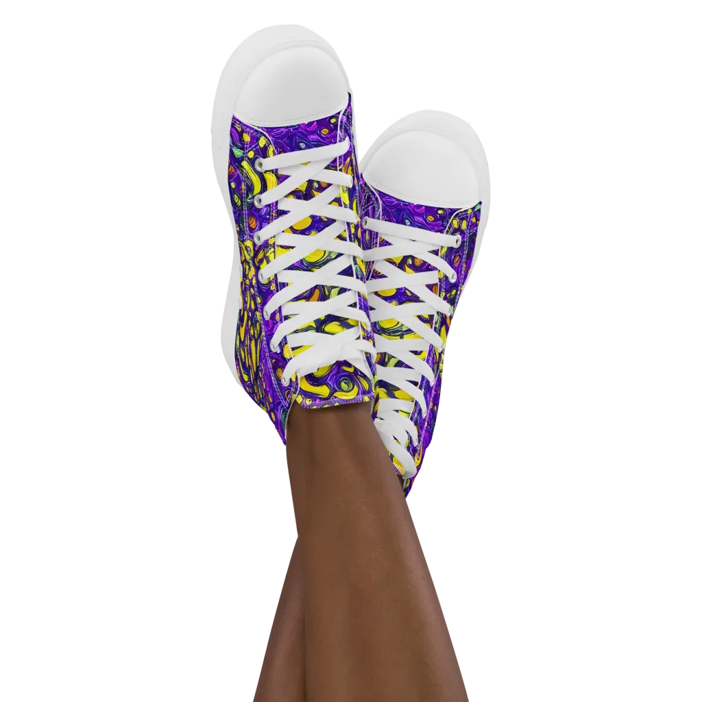 Lemon Labyrinth on Women's High Top Canvas Shoes — Front