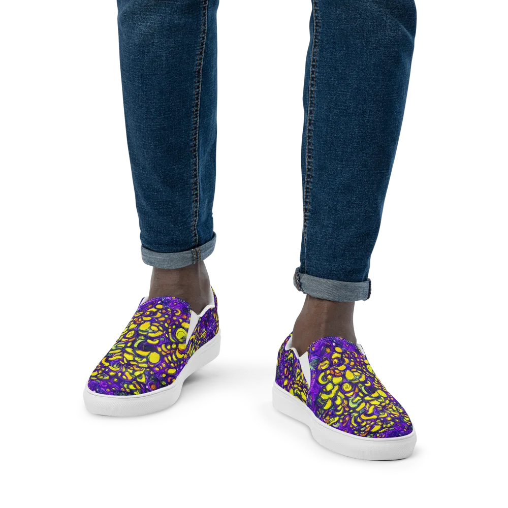 Lemon Labyrinth on Men's Slip-On Canvas Shoes — Front