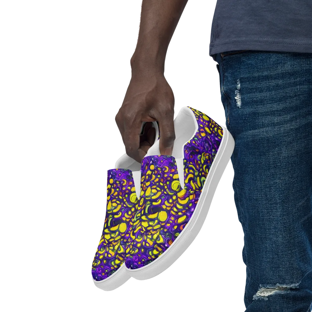 Lemon Labyrinth on Men's Slip-On Canvas Shoes — Left Front