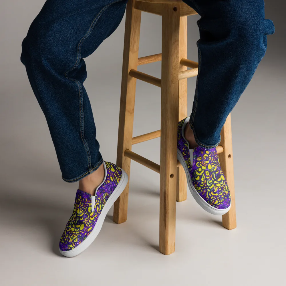 Lemon Labyrinth on Men's Slip-On Canvas Shoes — Front