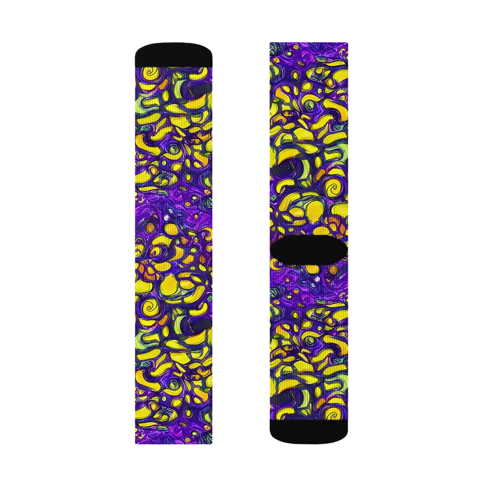 Lemon Labyrinth on Socks — Left Sock