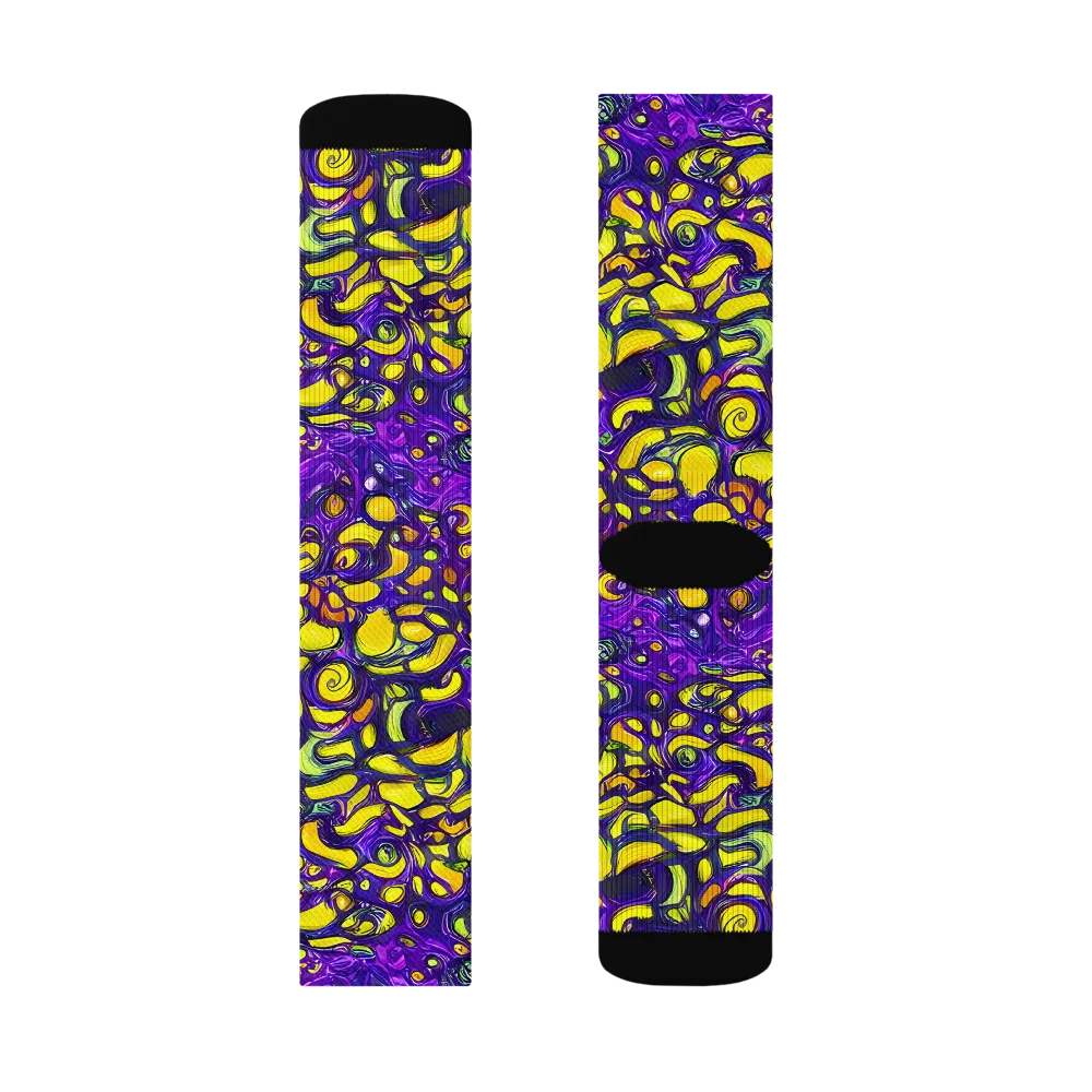 Lemon Labyrinth on Socks — Right Sock