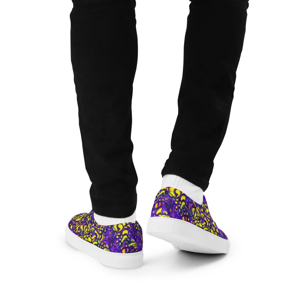 Lemon Labyrinth on Men's Lace-Up Canvas Shoes — Back