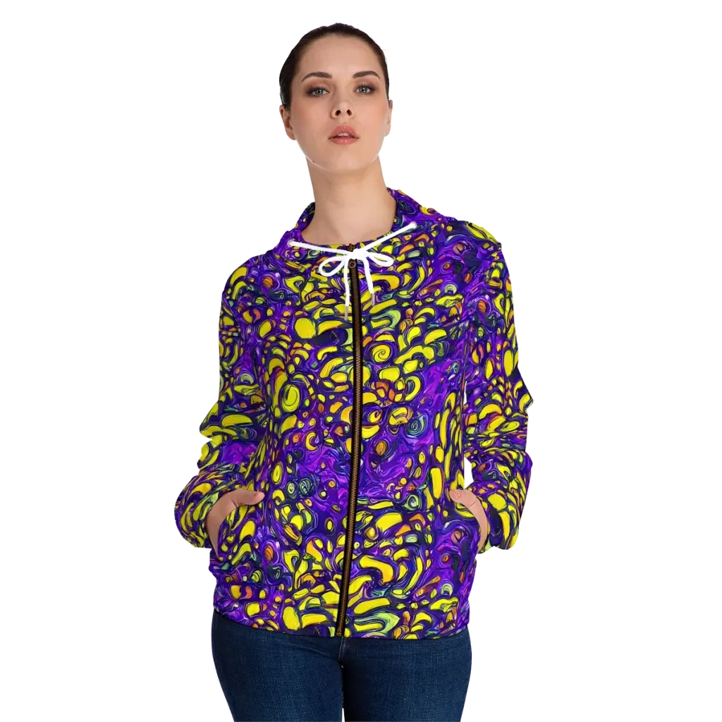 Lemon Labyrinth on Women's Full-Zip Hoodie — Front On Person