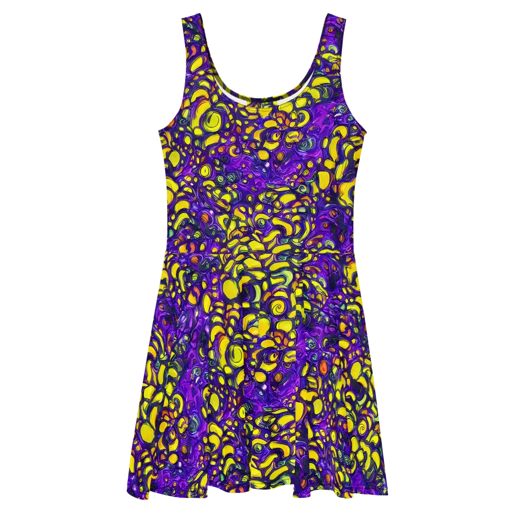 Lemon Labyrinth on Skater Dress — Front
