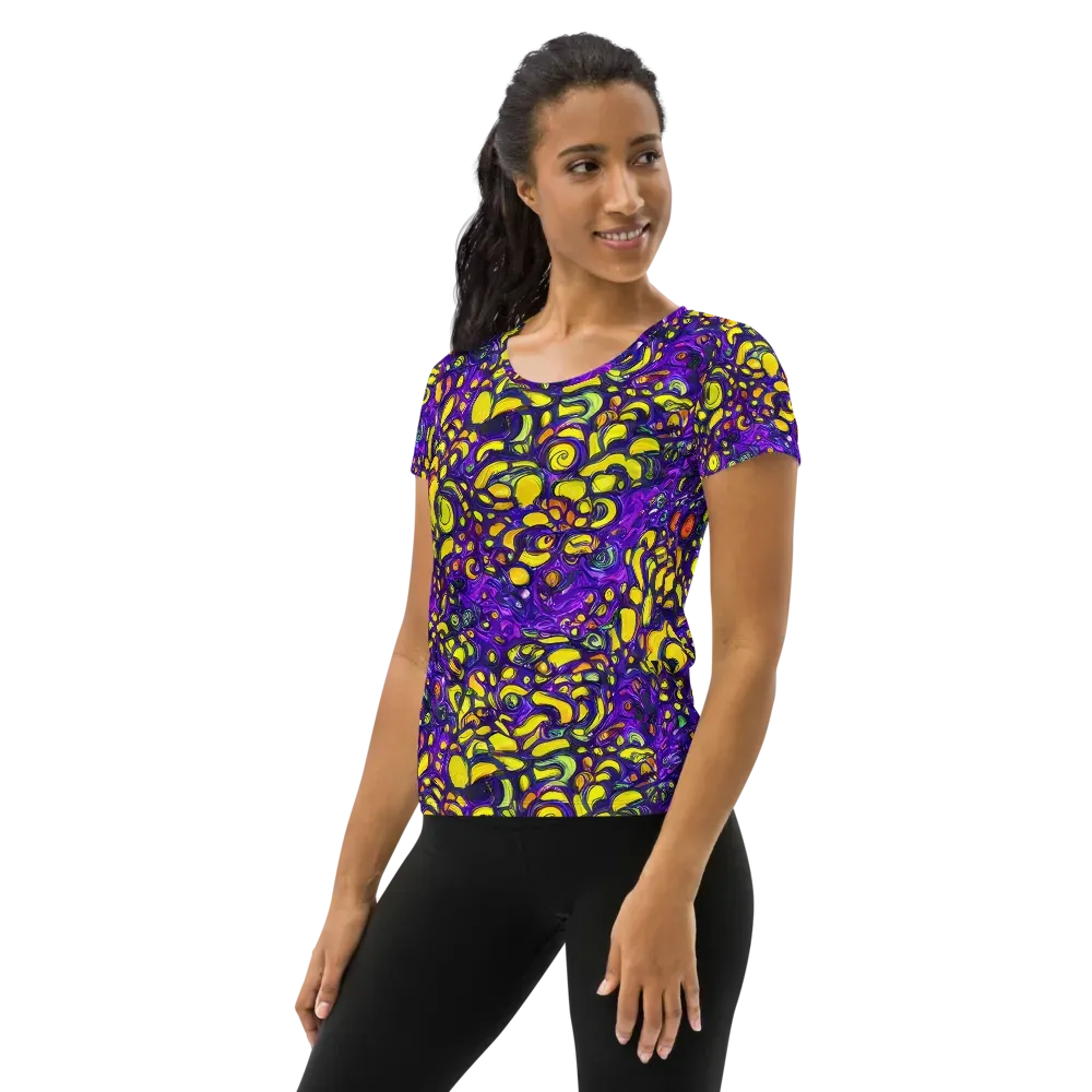 Lemon Labyrinth on Women's Athletic T-Shirt — Left