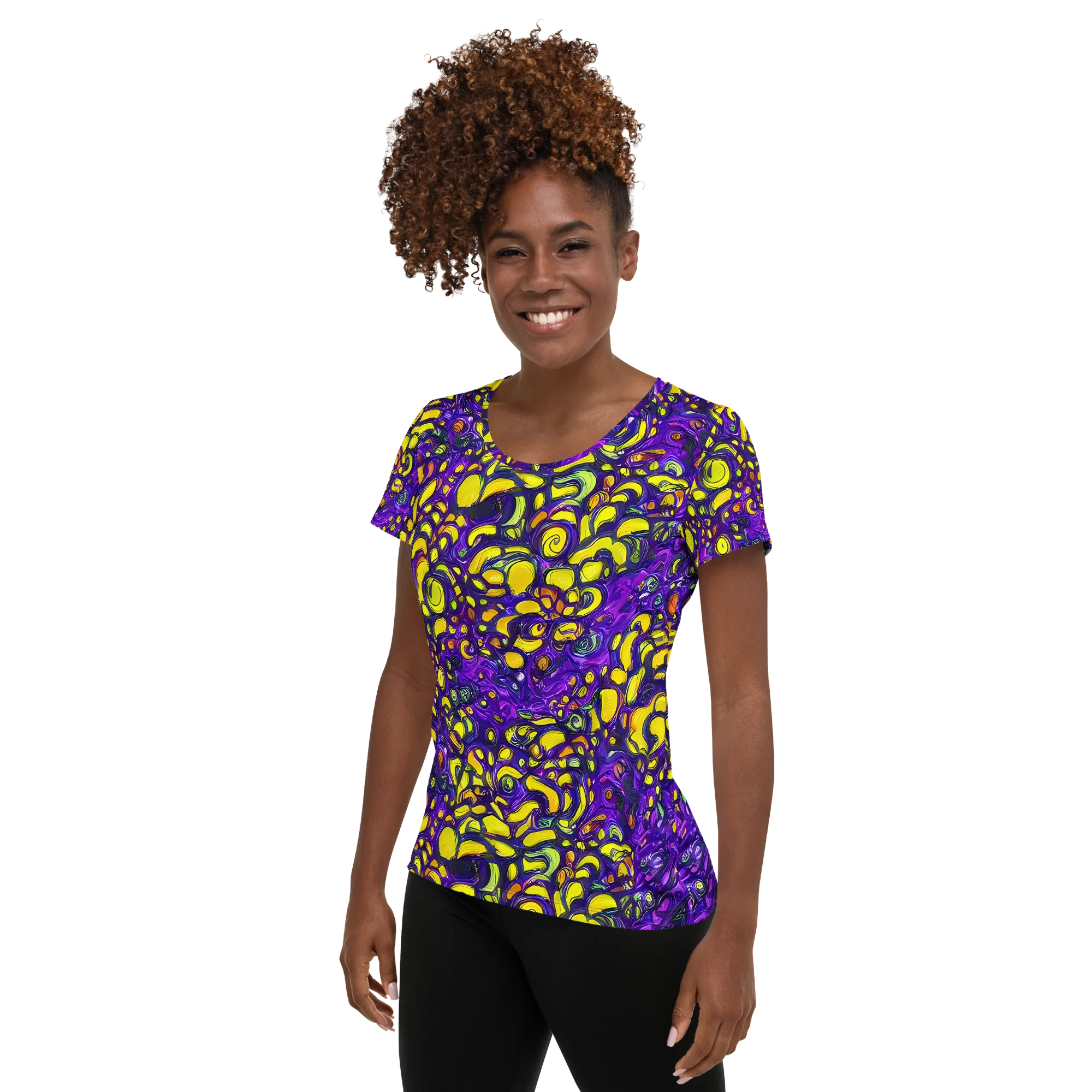 Lemon Labyrinth on Women's Athletic T-Shirt — Left