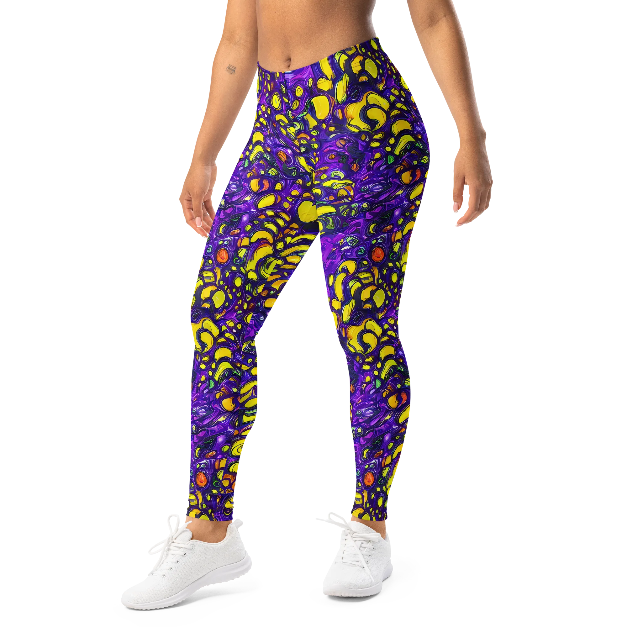 Lemon Labyrinth on Leggings — Left Front