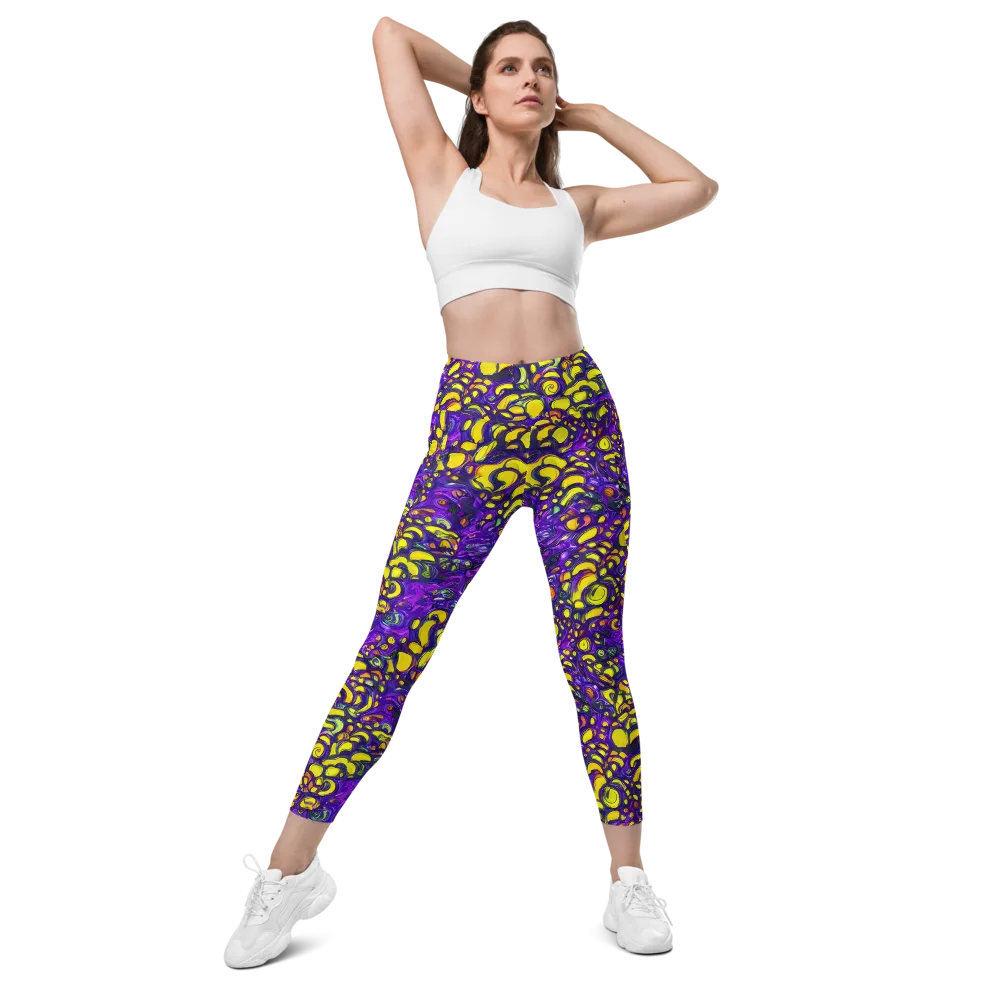 Lemon Labyrinth on Leggings with Pockets — Front