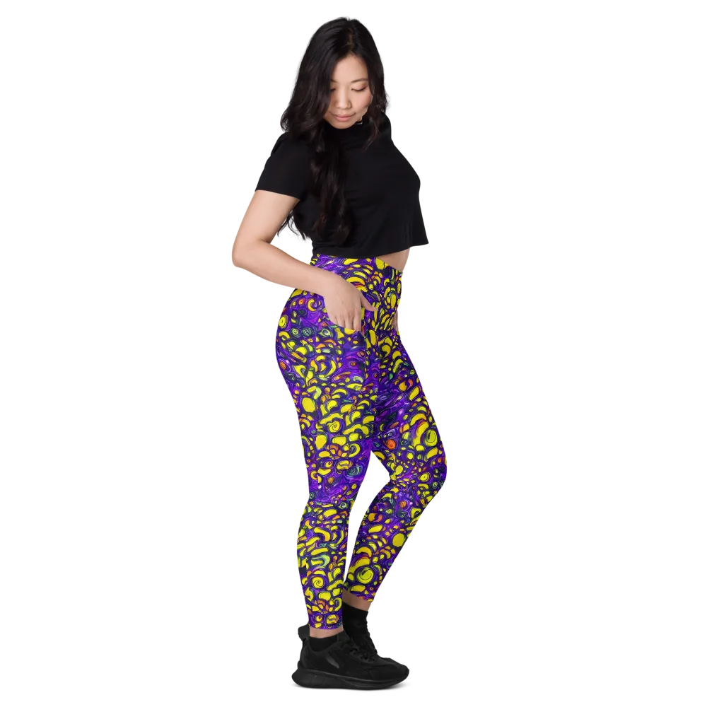 Lemon Labyrinth on Leggings with Pockets — Right