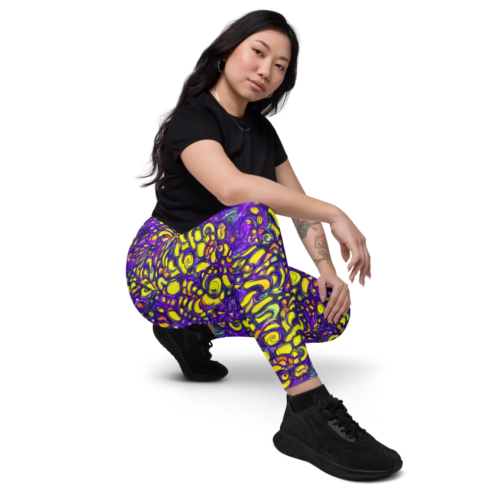 Lemon Labyrinth on Leggings with Pockets — Right Front