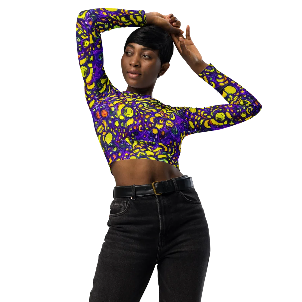 Lemon Labyrinth on Long Sleeve Crop Top — Front
