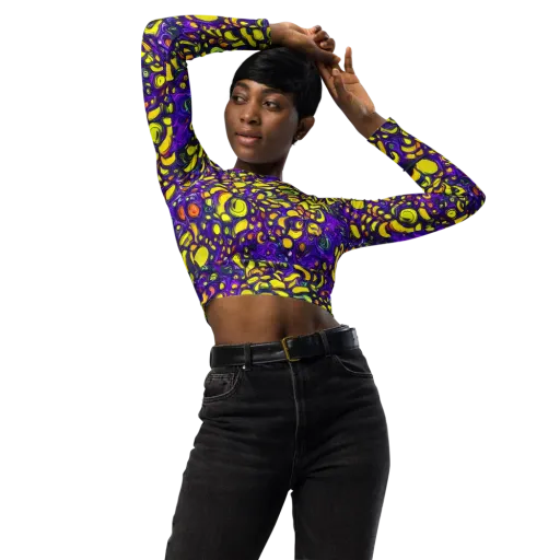 Lemon Labyrinth on a Long Sleeve Crop Top