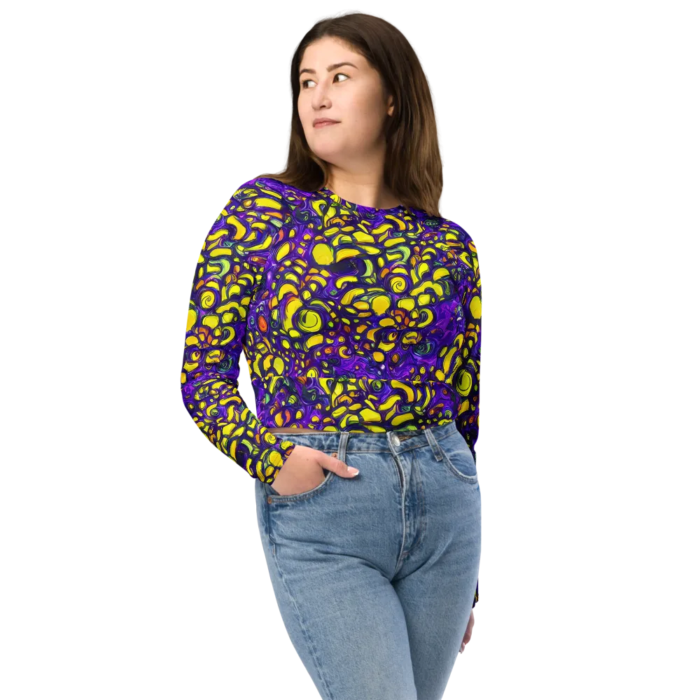 Lemon Labyrinth on Long Sleeve Crop Top — Front