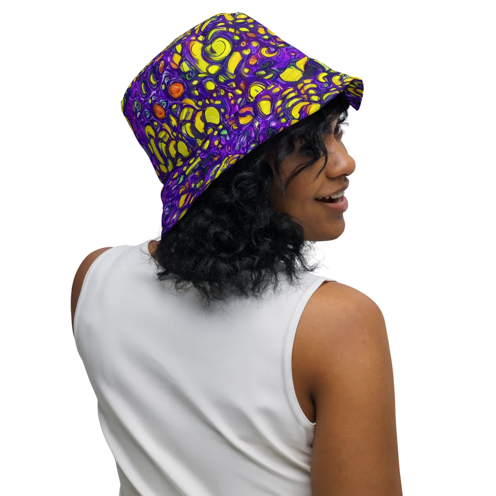 Lemon Labyrinth on Reversible Bucket Hat — Right Outside