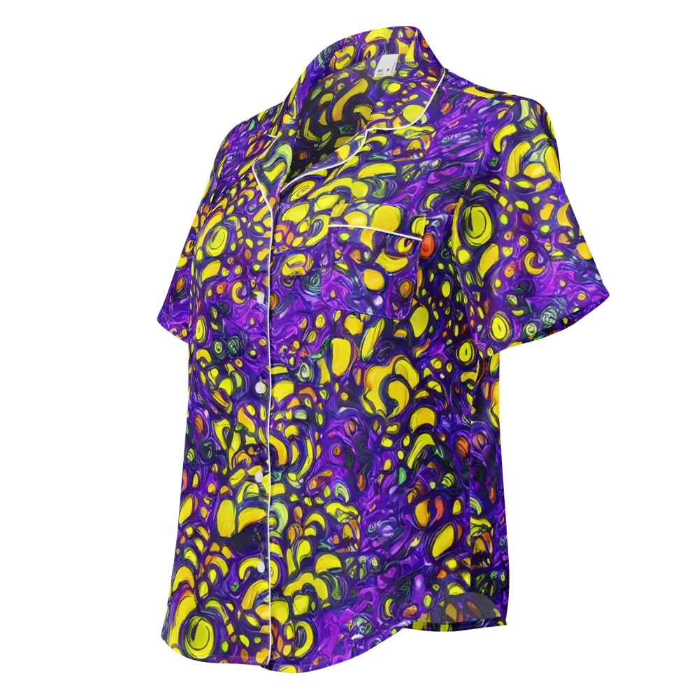 Lemon Labyrinth on Women's Short Sleeve Pajama Top — Left Front