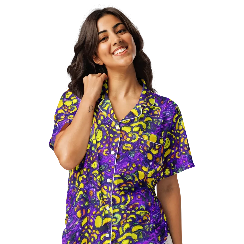 Lemon Labyrinth on Women's Short Sleeve Pajama Top — Front