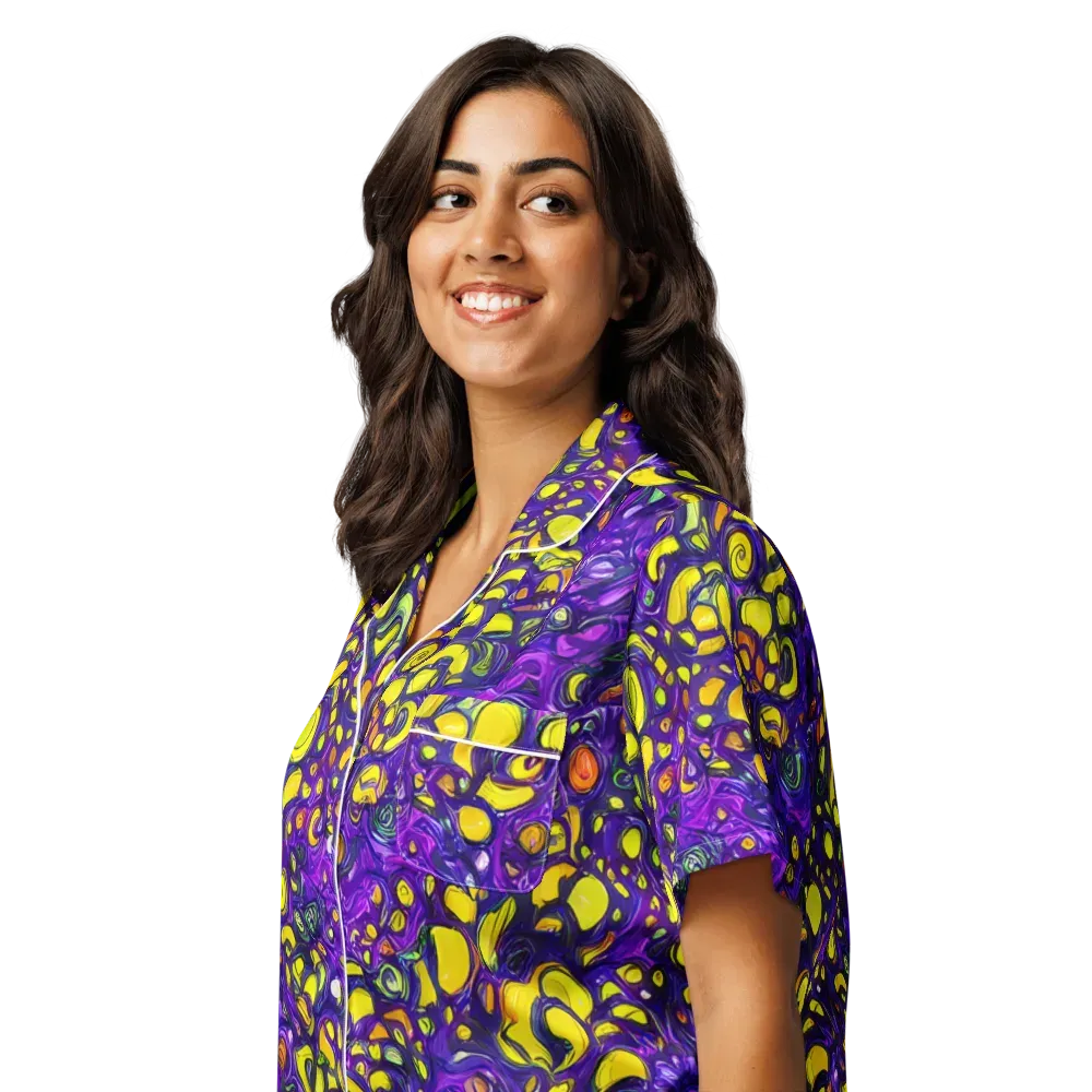 Lemon Labyrinth on Women's Short Sleeve Pajama Top — Left Front