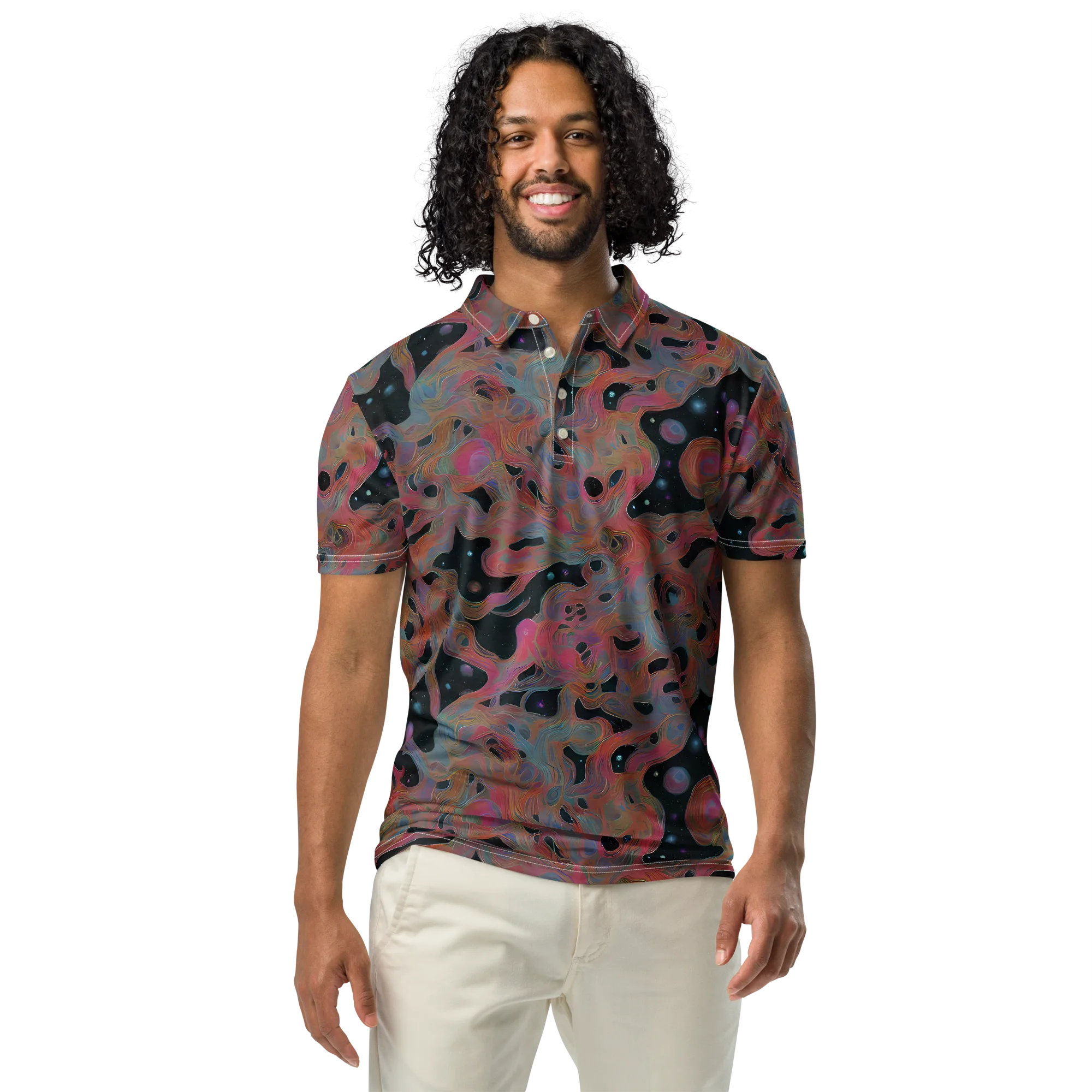 Planetary Drift on Men's Slim Fit Polo Shirt — Front
