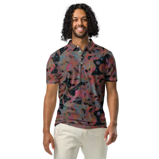 Planetary Drift on a Men's Slim Fit Polo Shirt
