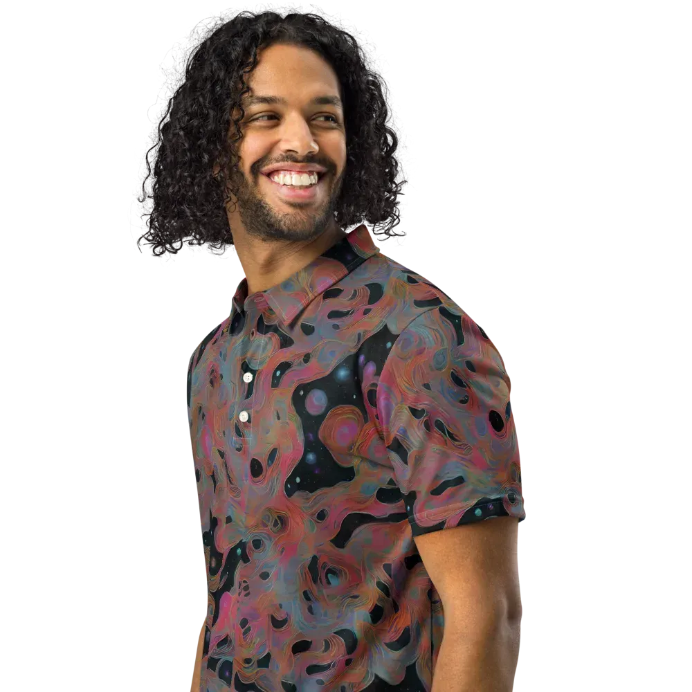 Planetary Drift on Men's Slim Fit Polo Shirt — Left Front