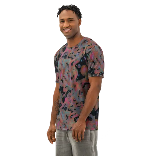 Planetary Drift on a Men's Cotton Crew Neck T-Shirt