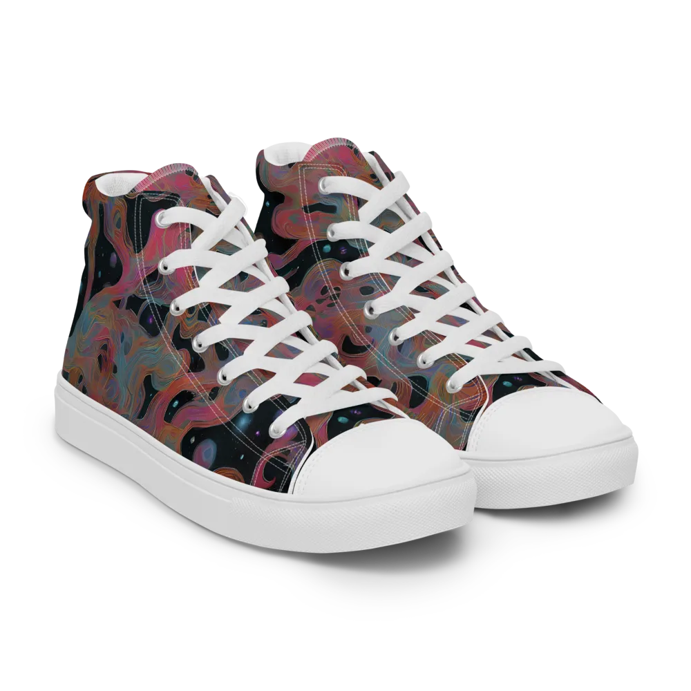 Planetary Drift on Men's High Top Canvas Shoes — Right Front
