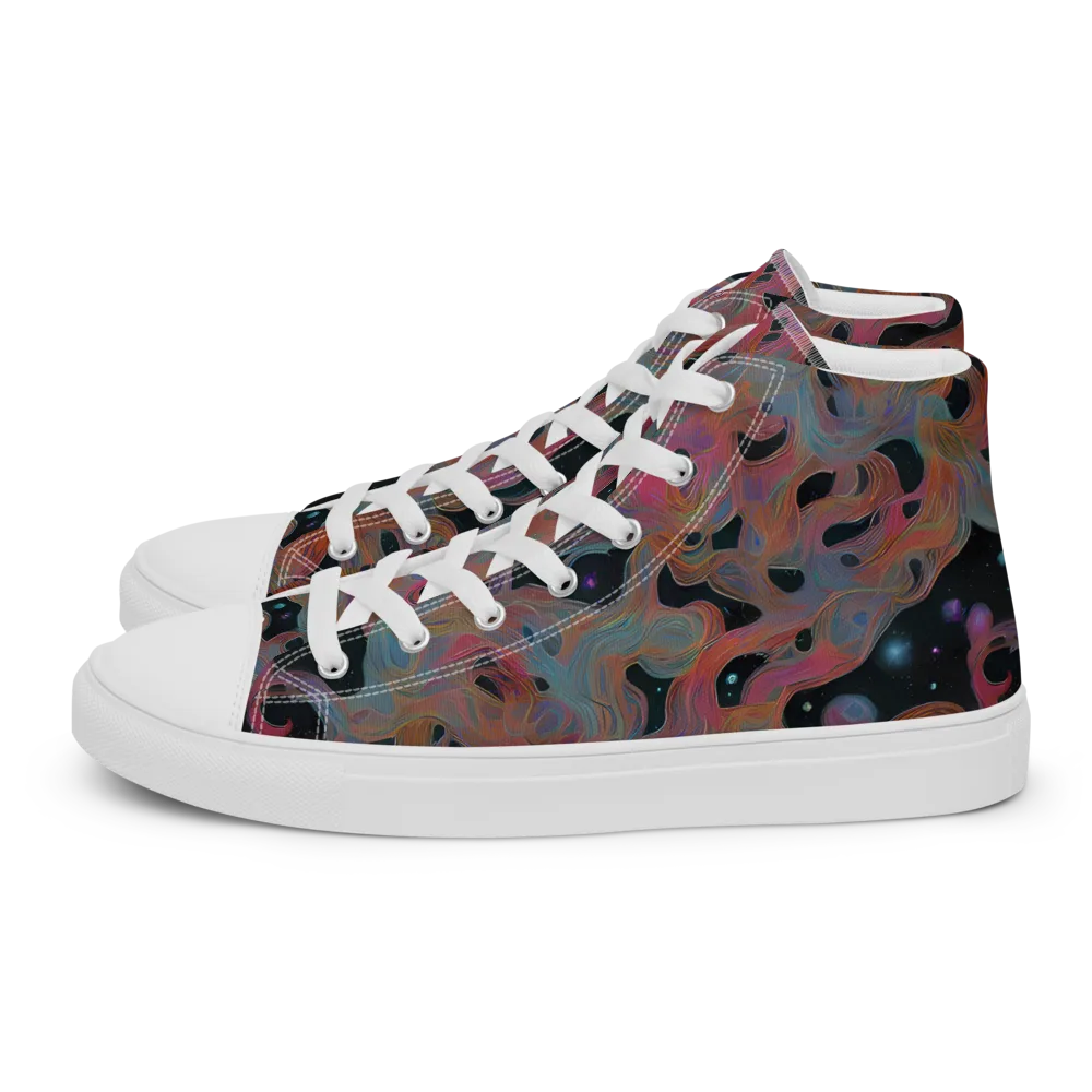 Planetary Drift on Men's High Top Canvas Shoes — Left