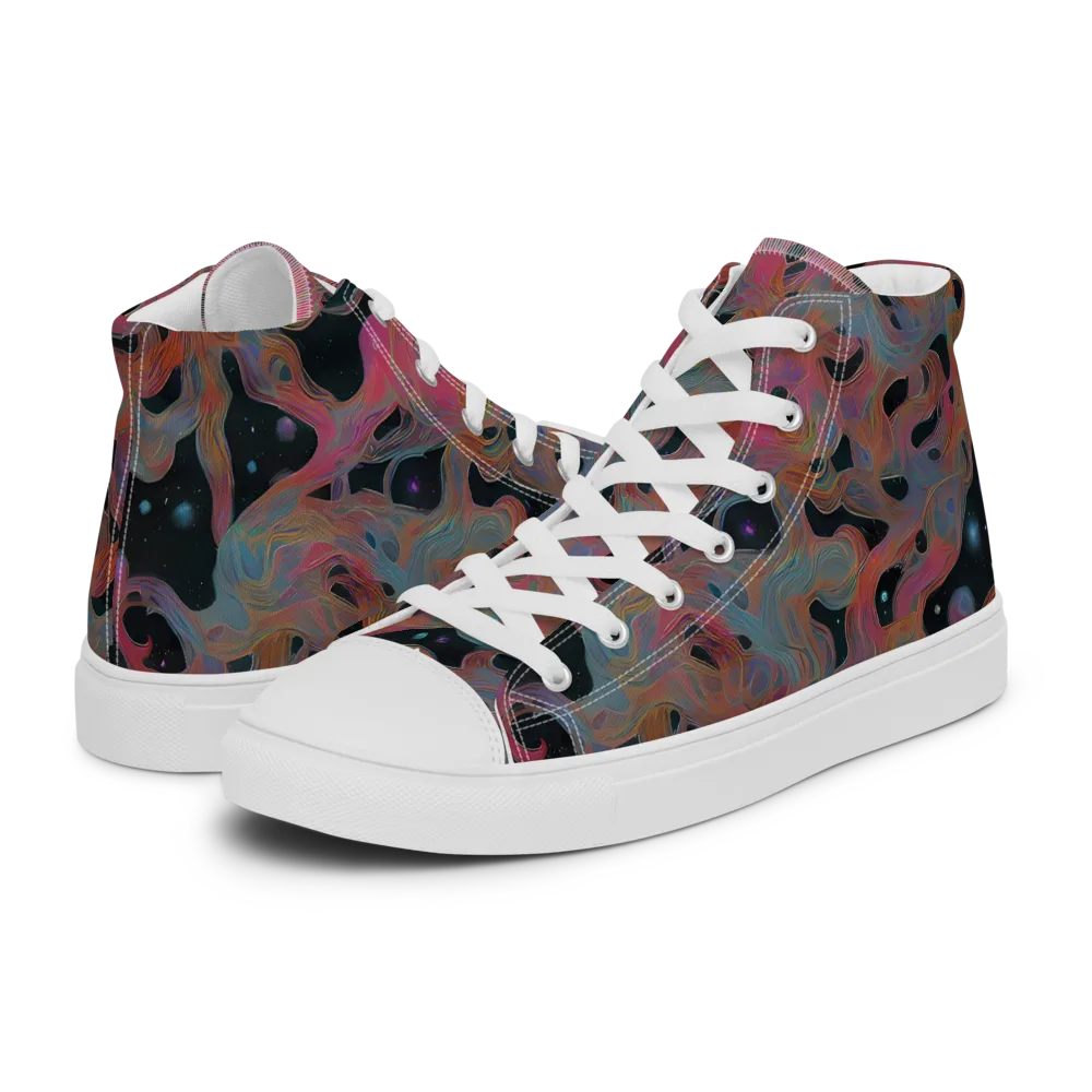 Planetary Drift on Men's High Top Canvas Shoes — Left