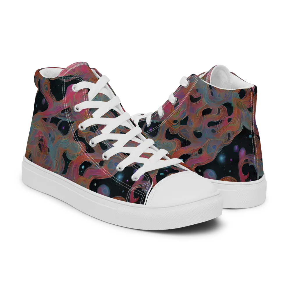 Planetary Drift on Men's High Top Canvas Shoes — Right