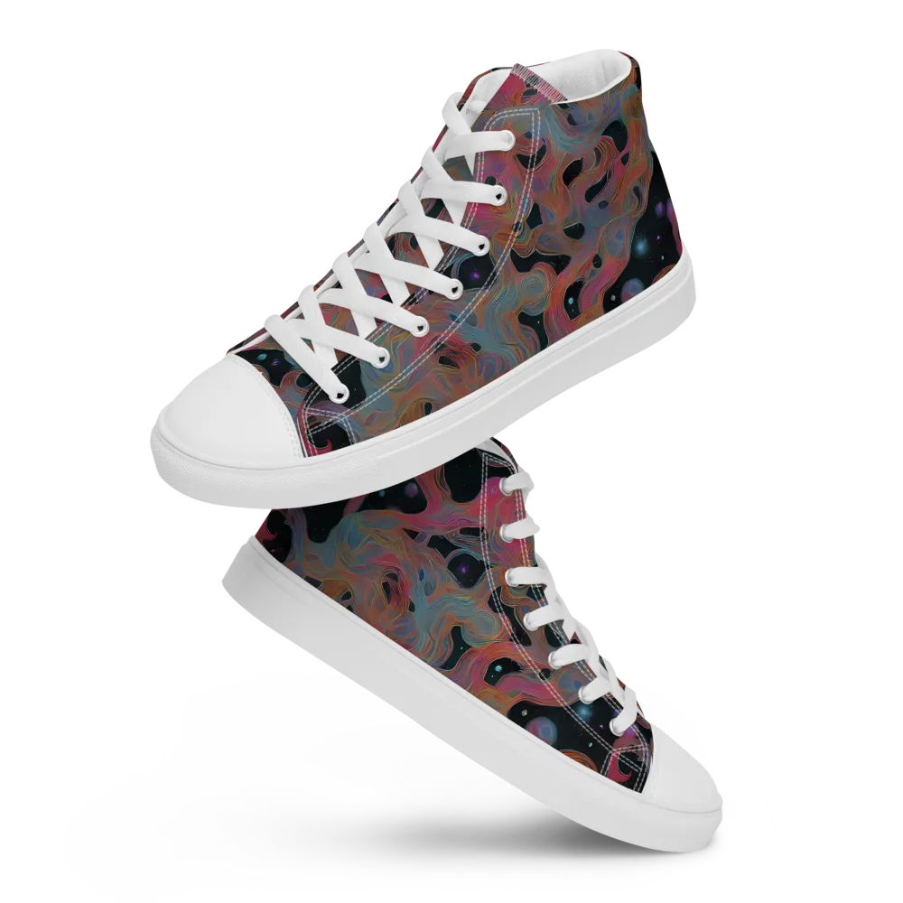 Planetary Drift on Men's High Top Canvas Shoes — Front