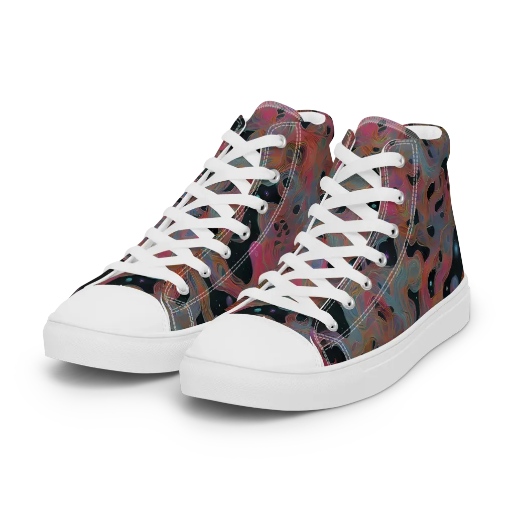 Planetary Drift on Women's High Top Canvas Shoes — Left Front