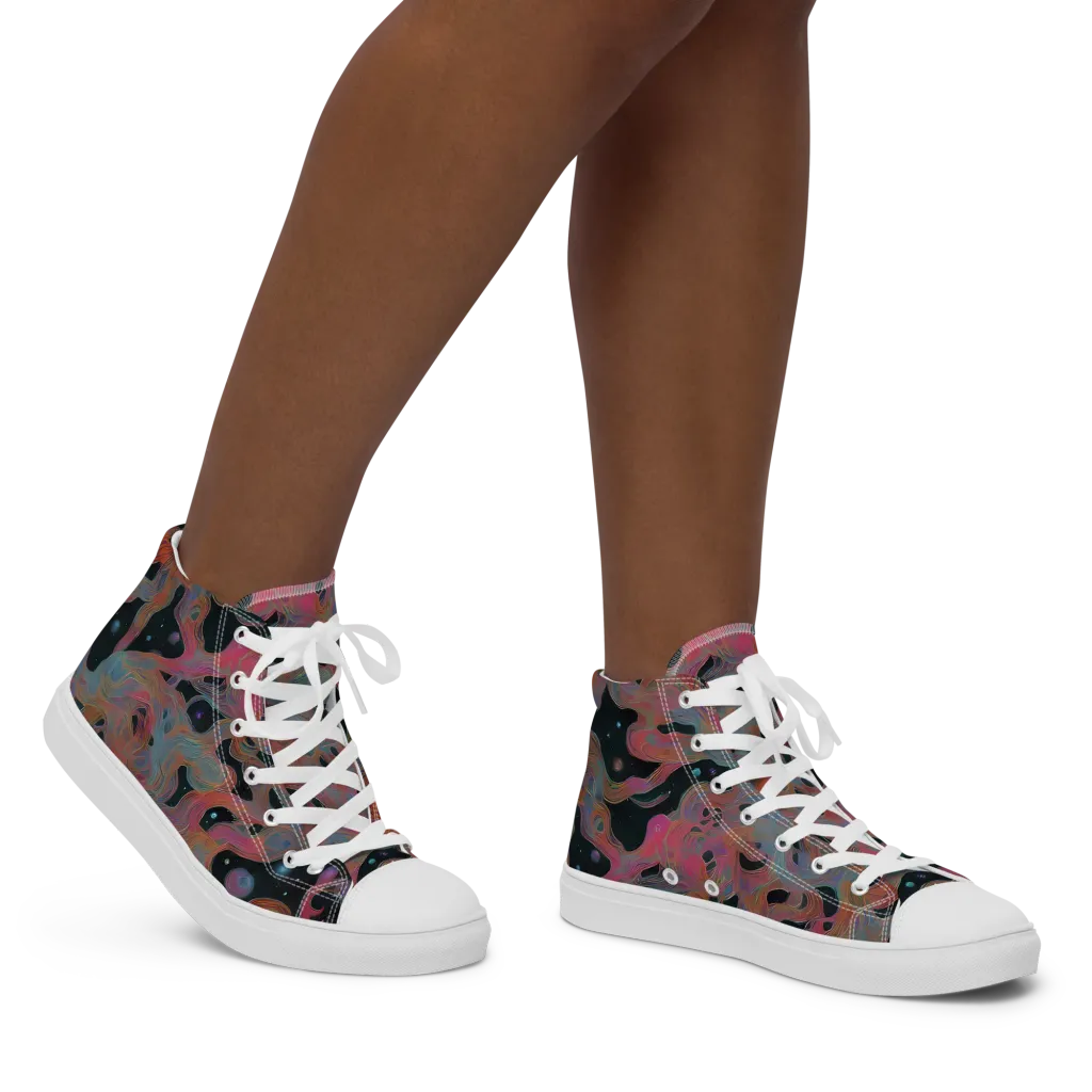 Planetary Drift on Women's High Top Canvas Shoes — Right