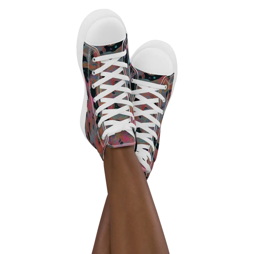 Planetary Drift on Women's High Top Canvas Shoes — Front