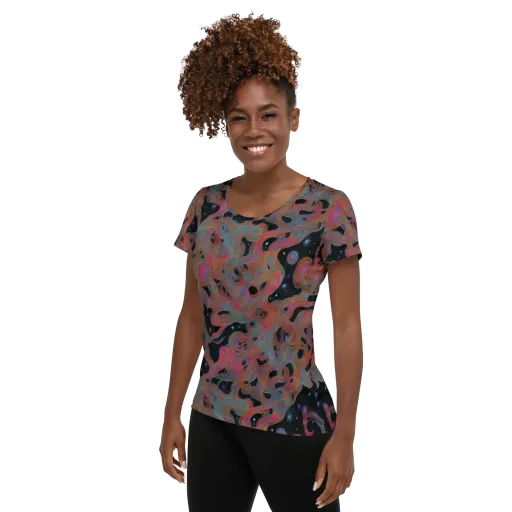 Planetary Drift on a Women's Athletic T-Shirt