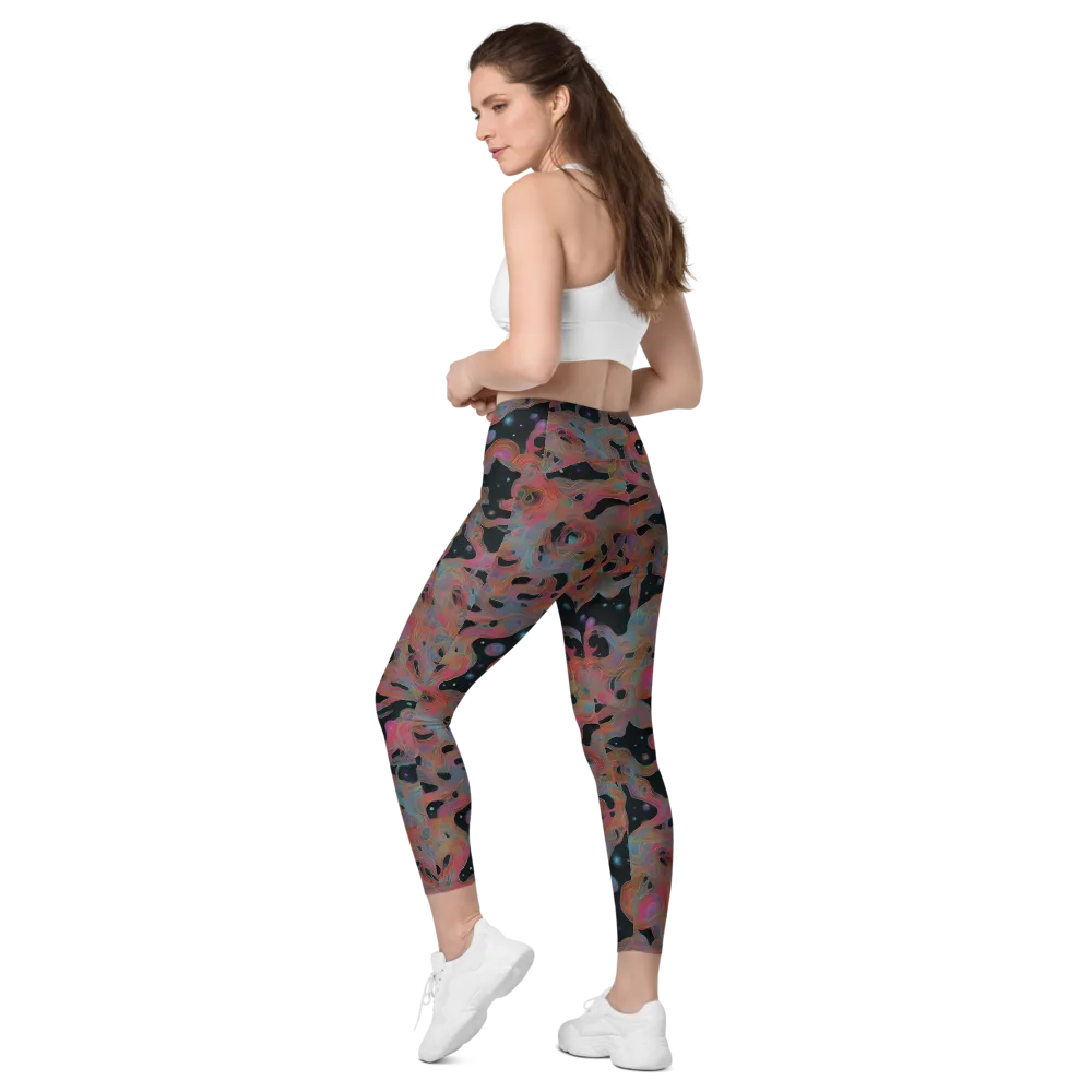 Planetary Drift on Leggings with Pockets — Left Back