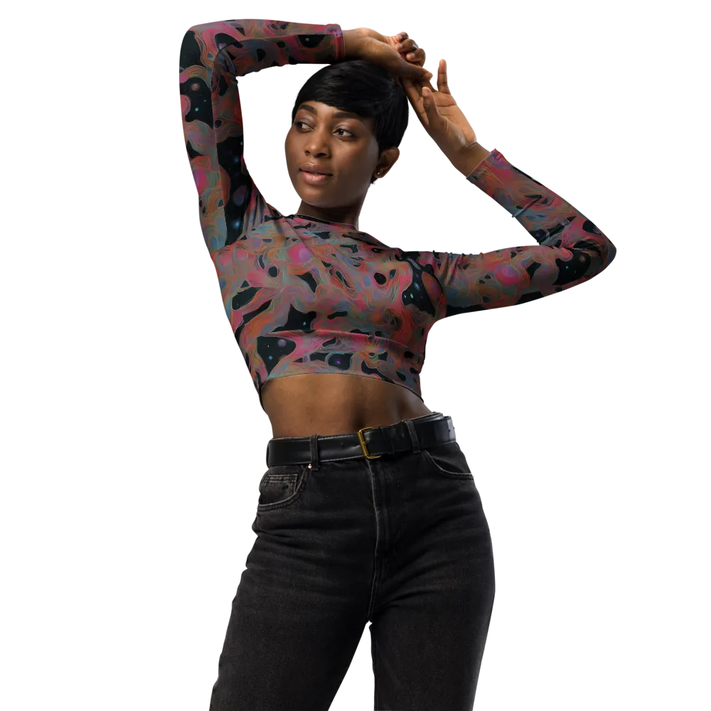 Planetary Drift on Long Sleeve Crop Top — Front
