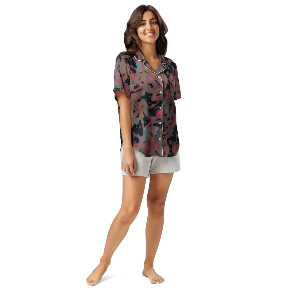 Planetary Drift on Women's Short Sleeve Pajama Top — Front