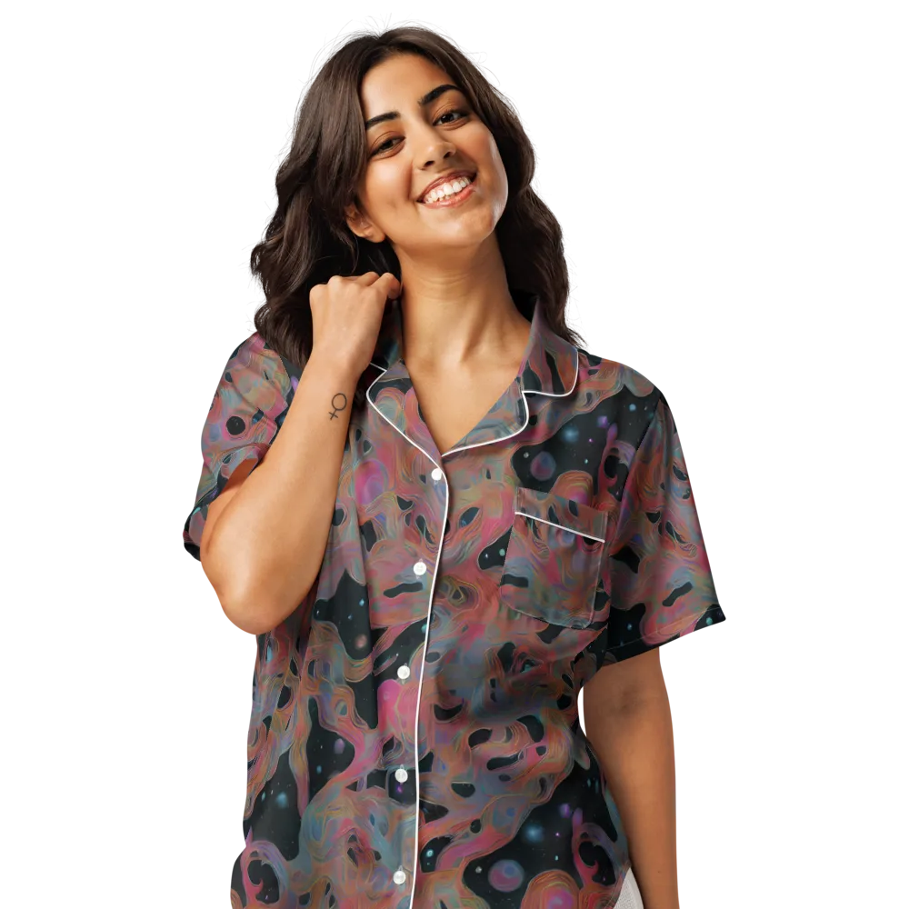 Planetary Drift on Women's Short Sleeve Pajama Top — Front