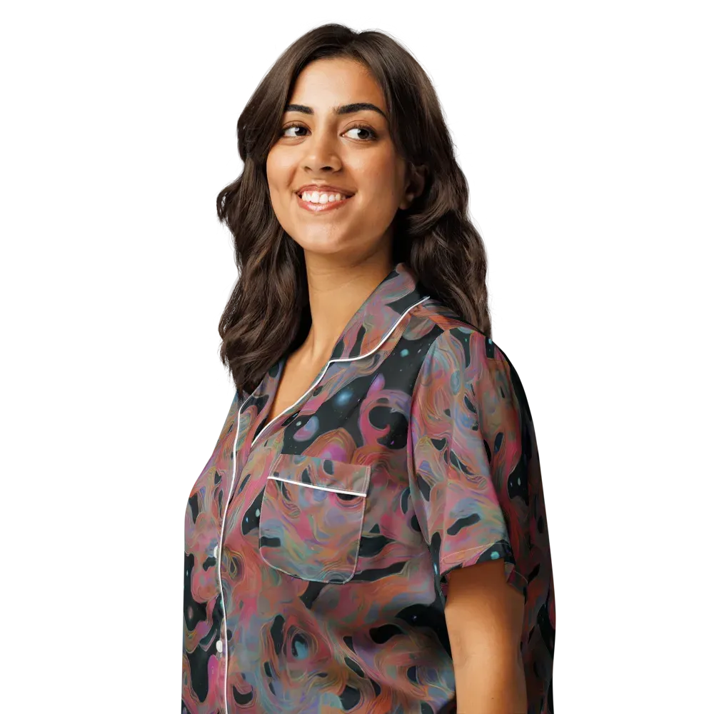 Planetary Drift on Women's Short Sleeve Pajama Top — Left Front