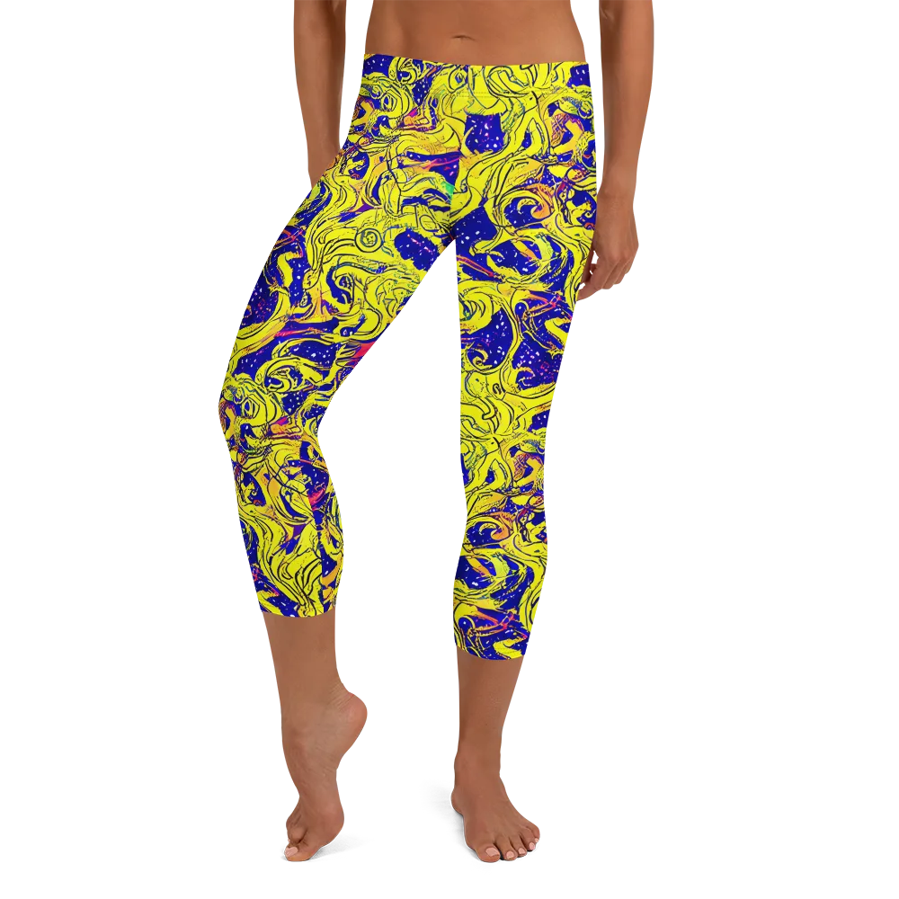 Skeletal Voltage on Capri Leggings — Front