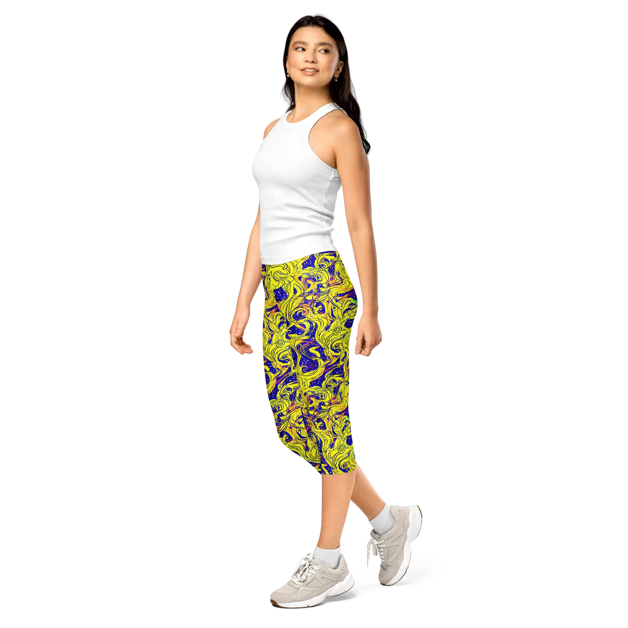 Skeletal Voltage on Capri Leggings — Left Front