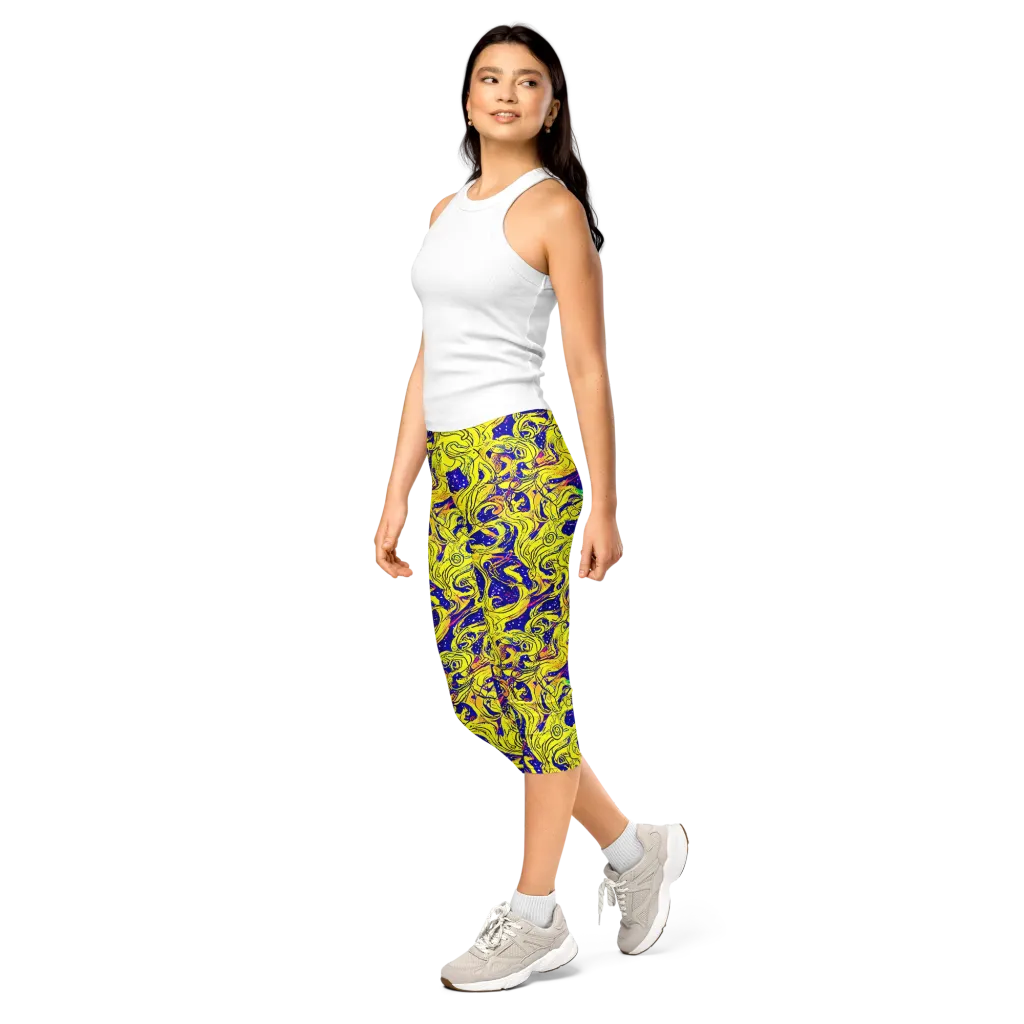 Skeletal Voltage on Capri Leggings — Left Front