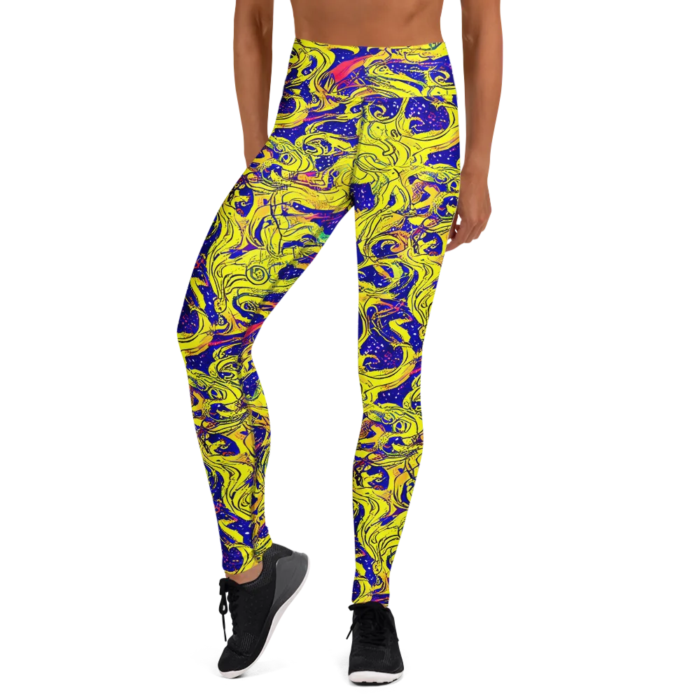 Skeletal Voltage on Yoga Leggings — Front